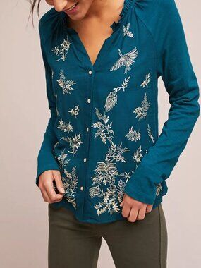 NWT Anthropologie Jordyn Embroidered Top Size XS